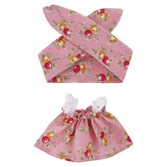 RUIG Clothes for Dolls Accessories, Kawaii Doll Dress & Headband Set - Cheerful Striped Outfit for 17cm Dolls, Sunny Summer Fashion Clothes for Photo Props