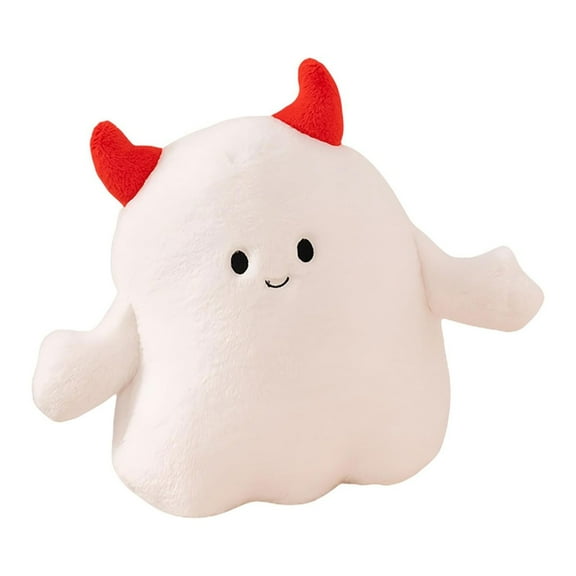 RUIG Cute Ghost Plush Pillow,Soft White Heart Ghost Stuffed Animals Snowman Plushies Kawaii Doll Toy Funny Room Decor Gift for Girls Boys Birthday,Halloween,Christmas
