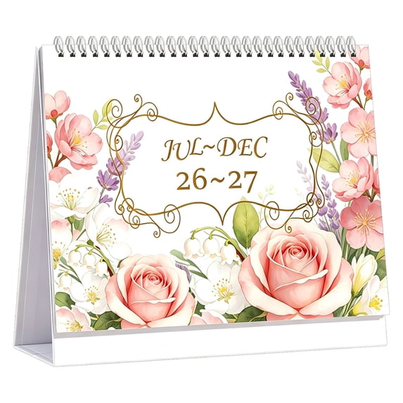RUIG Desk Calendar 2026-2027 - Standing Flip Desktop Calendar 2026-2027 from July 2026 to December 2027, 18 Month, Desktop Calendar for Office School Home, Seasonal Watercolor