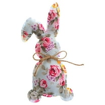 RUIG Easter Rustic Bunnies, Farmhouse Easter Decor Bunny Stuffed Fabric Rabbit Spring Decor for Easter Home Desk Counter Tiered Tray Basket Bowl Fillers Rabbit Collections(Floral)