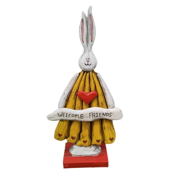 RUIG Easter Standing Bunny Couple,10" Handmade Bunny with Shovel Figurine,Easter Rabbits Tabletop Statues,Resin Vintage Country Style Gifts for Farmhouse Spring Garden Courtyard Decor