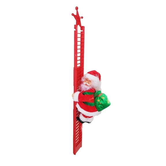RUIG Electric Santa Climbing Ladder to Tree, Climbing Up and Down Santa Claus on Ladder with Music and Bag for Presents Tree Holiday Party Home Decoration Xmas Ornament