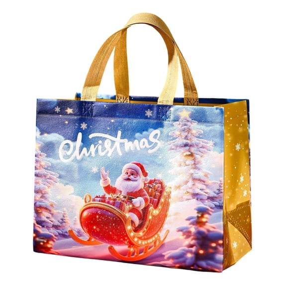 RUIG Extra Large Christmas Tote Bags, Xmas Non Woven Gift Reusable Grocery Shopping Bags With Handles for Kids Holiday Gifts Wrapping Supplies - 12.6 * 5.9 * 5.9”