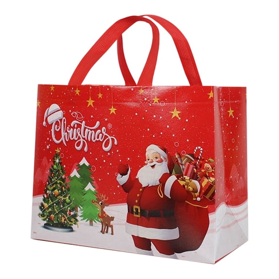 RUIG Extra Large Christmas Tote Bags, Xmas Non Woven Gift Reusable Grocery Shopping Bags With Handles for Kids Holiday Gifts Wrapping Supplies - 12.6 * 5.9 * 5.9”