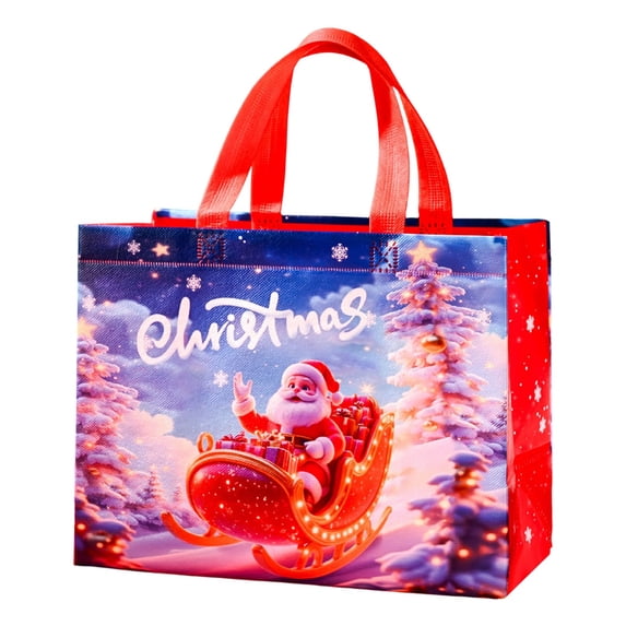 RUIG Extra Large Christmas Tote Bags, Xmas Non Woven Gift Reusable Grocery Shopping Bags With Handles for Kids Holiday Gifts Wrapping Supplies - 12.6 * 5.9 * 5.9”