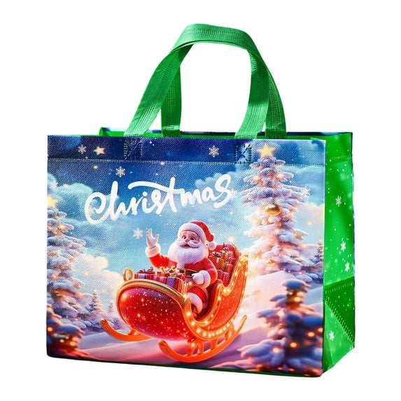 RUIG Extra Large Christmas Tote Bags, Xmas Non Woven Gift Reusable Grocery Shopping Bags With Handles for Kids Holiday Gifts Wrapping Supplies - 12.6 * 5.9 * 5.9”
