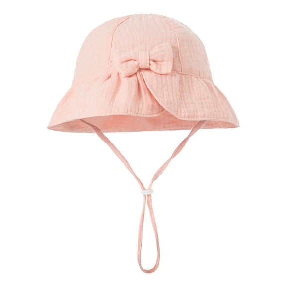 RUIG Fedora Hat Women Large Fit Baby Solid Color Cotton Bow Sun Hat Basin Hat 0 12 Months
