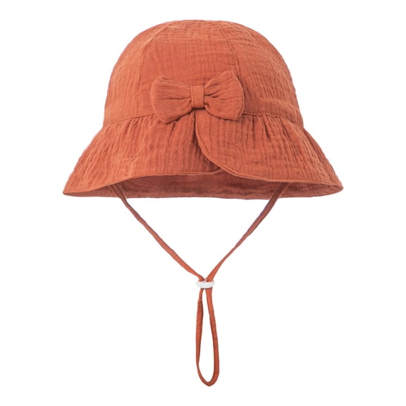 RUIG Fedora Hat Women Large Fit Baby Solid Color Cotton Bow Sun Hat Basin Hat 0 12 Months