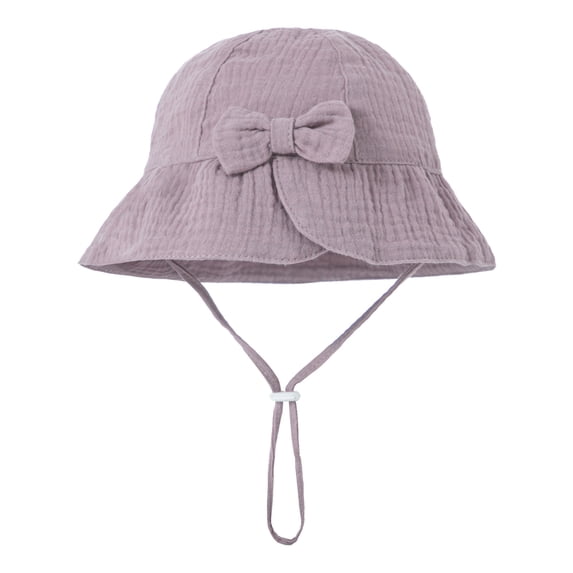 RUIG Fedora Hat Women Large Fit Baby Solid Color Cotton Bow Sun Hat Basin Hat 0 12 Months