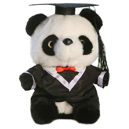 RUIG Graduation Panda Bear with Black Cap, Stuffed Animal Plush Panda Bear Class of 2025 Decoration for Kindergarten Elementary High School College,Photo Prop Accessories,Panda Bear,10 Inch