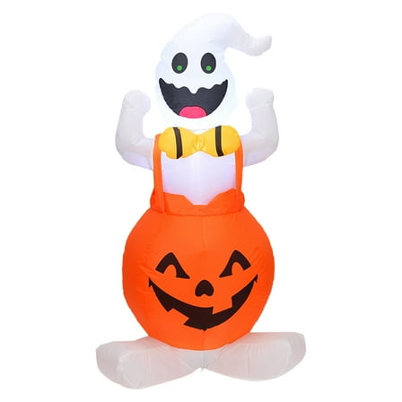 RUIG Inflatable Pumpkin Ghost Halloween Decorations Outdoor Blow Up 4ft Giant Cute Scary Yard Decor Inflatables for Indoor Outside Lawn Garden Holiday Fall Family Party Props