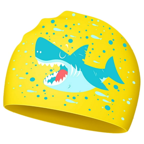 RUIG Kids Swim Cap Durable Silicone Swim Caps for Boys Girls Toddler Waterproof Bathing Pool Swimming Caps Comfortable Shark Swimming Hats for Long and Short Hair,Pool Party Essentials