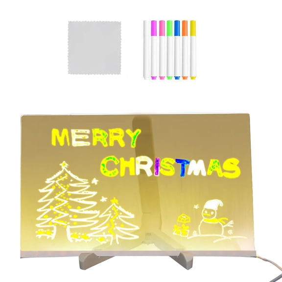 RUIG LED Note Board with Colors, Lighted Acrylic Dry Erase Board, Acrylic Message Board, Illuminated Acrylic Note Board with Colors Notepad with Adjustable Stand and 7 Pens