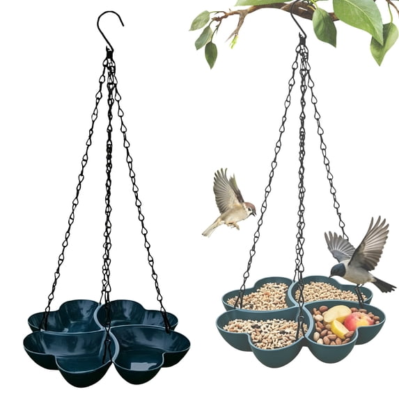 RUIG Large Hanging Platform Bird Feeder Weatherproof Durable, Recycled Plastic Tray with Metal Mesh, Easy Clean Outdoor Feeder for Cardinals Bluebirds Wild Birds