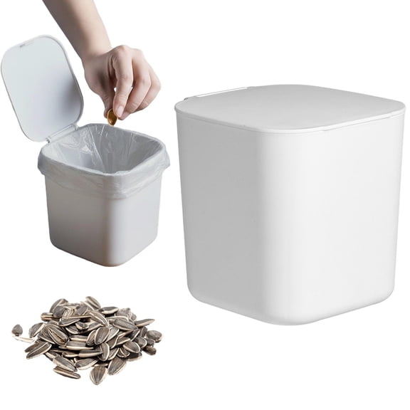 RUIG Mini Trash Can with Lid - Small Garbage Can, Tiny Plastic Trash Bin, Countertop Wastebasket, Counter Garbage Lint Bin for Bathroom,Office,Kitchen,Desk,Coffee Table