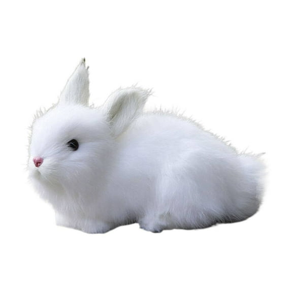 RUIG Miniature Realistic Furry Rabbits Figurines Simulation Farm Animal Mini Lifelike Easter Bunnies for Baby Shower Kids Newborn/Photograph Prop/Home Shelf Desk Decorative Statue