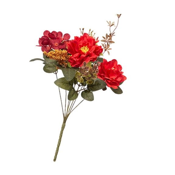 RUIG Orange Peonies Artificial Flowers, Fall Fake Silk Hydrangea Bouquet for Bridal Wedding Home Table Decor Reusable Dining Opening Ceremony Birthday Arrangement Faux Floral