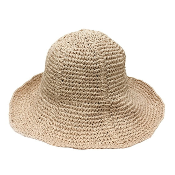 RUIG Outdoors Hats Handmade Hollow Straw Hat Cowboy Hat With Curled Brim And Raised Edge Sunscreen Hat Papyrus Beach Hat