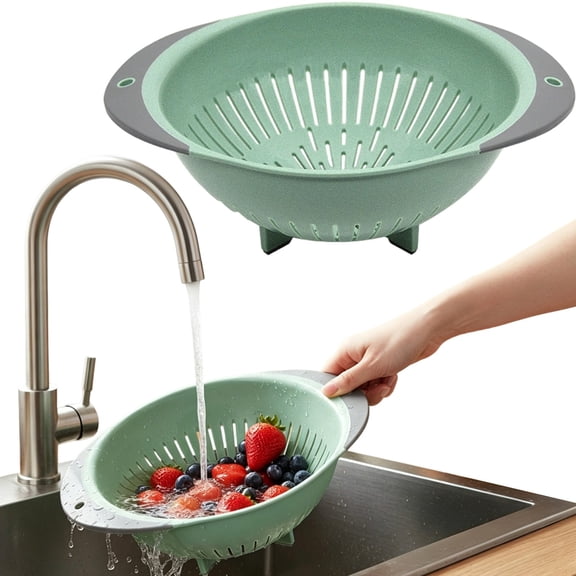 RUIG Plastic Colander With Handle and Legs, Large Plastic Strainer for Pasta, Spaghetti, Berry, Veggies, Fruits, Noodles, Salads, 12.6” Kitchen Mesh Colander, Dishwasher Safe