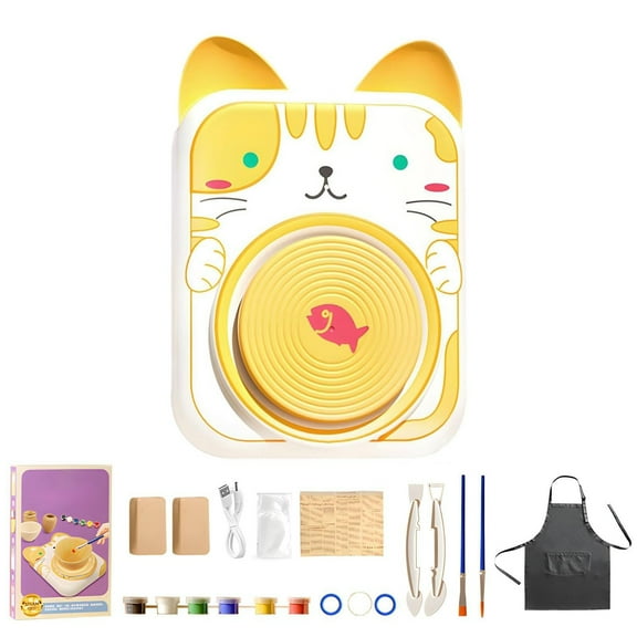 RUIG Pottery Wheel for Kids，Art Supplies Arts & Crafts Kit, Crafts Toys for Girls 8-12, Pottery Studio Craft Kit with 2 Pack Air-Dry Clay,Girls Toys Birthday Christmas Gift for Kids