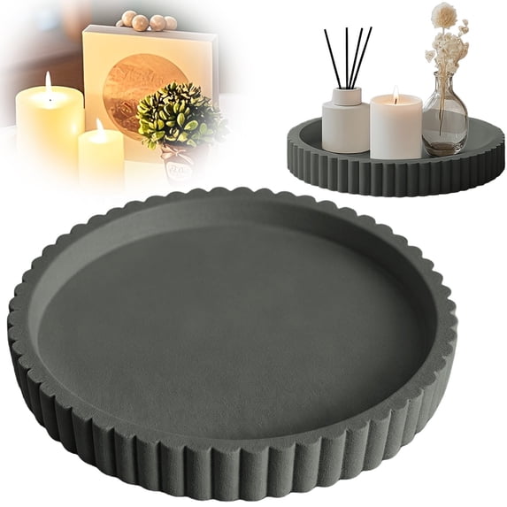RUIG Round Plastic Decorative Bathroom Vanity Tray 4.9 Inch, Counter Tray for Bathroom Countertop Perfume Holder Dresser Organizer Coffee Table Candle, Non-Slip Durable for Home Use