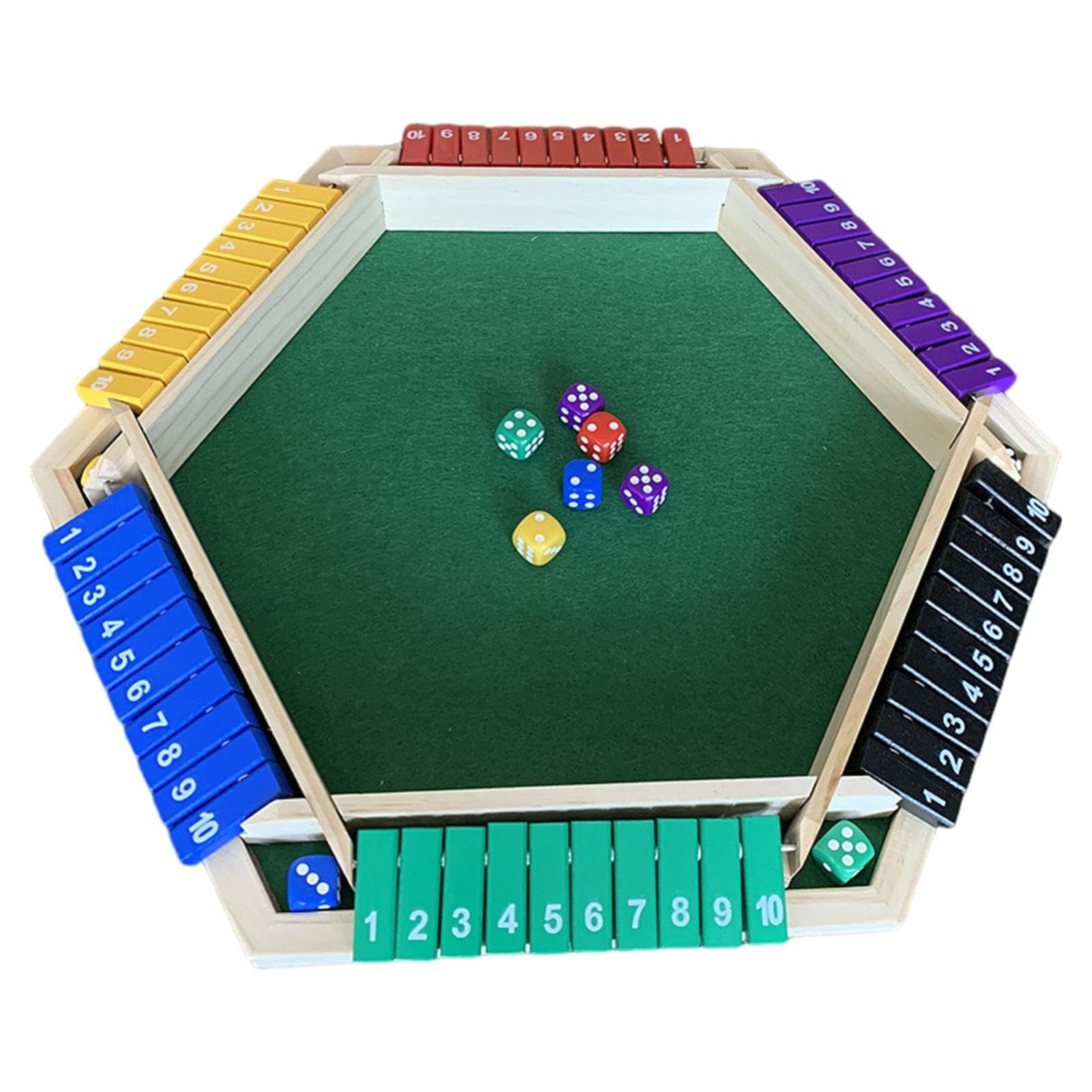 WE Games Shut The Box Board Game - Classic 4 Player Wooden Table Top Dice Game For Family Game Night, Black Stained Wood, 14 In., 10 Numbers, Classroom Play Or Bar Fun For Adults
