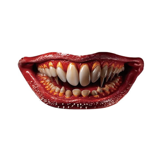 RUIG Temporary Clown Mouth Sticker - Scary Halloween Face Makeup for Costume Party, Self-Adhesive Fake Lips & Teeth