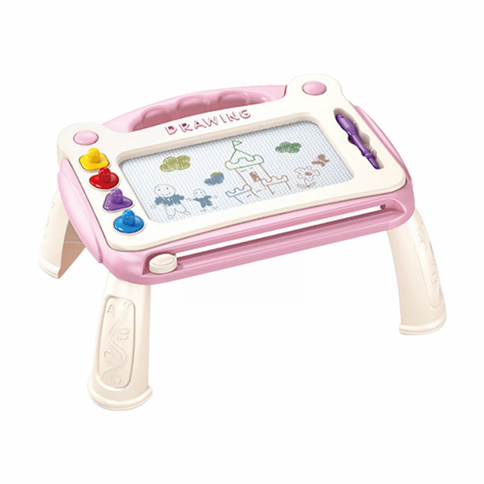 Magnetic Drawing Board Doodle Toy For Toddlers 1-3 Years Old - 4 Color Erasable Writing Pad With Handle