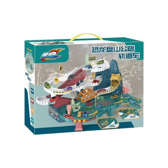 RUIG Toy Car Ramp Track Dinosaur Climbing Hills Railcar Colorful Vehicles Construction Play Set with Mini Racer Cars and Track for Preschool Gifts Kids Ages 3 Years and Older