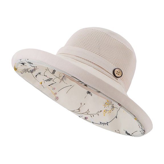 RUIG Travel Hats Women's Sun Hat Double Layered Floral Fisherman Hat Sun Hat