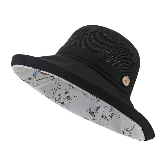 RUIG Travel Hats Women's Sun Hat Double Layered Floral Fisherman Hat Sun Hat
