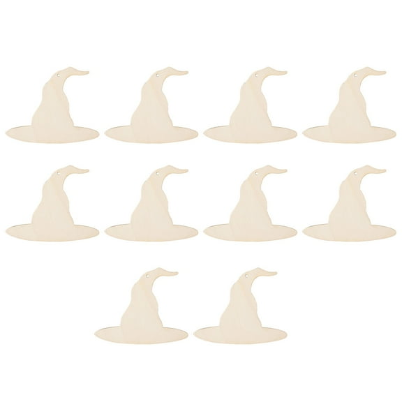 RUIG Unfinished Wooden Witch Hat Ghost Cutouts - Halloween Craft DIY Painting Project with Pre-Drilled Holes, Hanging Ornaments for Hallowmas Holiday Decor and Party Supplies