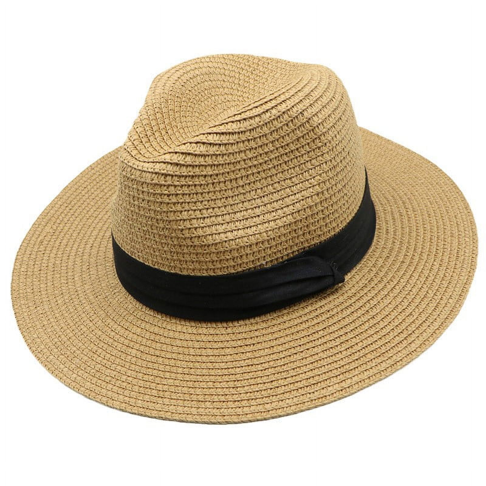 RUIG Wide Rim Hat Womens Mens Wide Brim Panama Hat Fedora Summer Beach ...