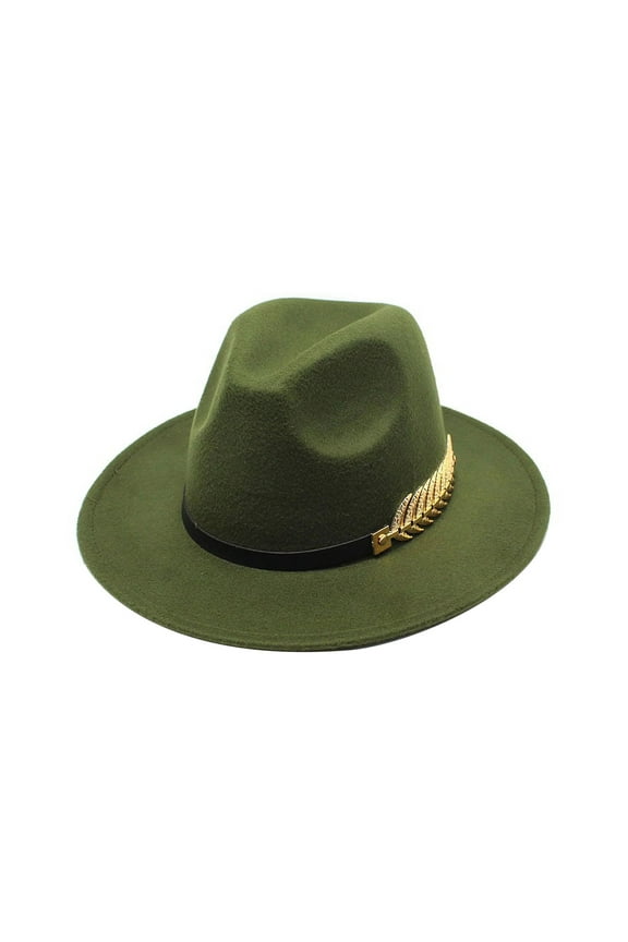 Women's Wide Brim Fedora Panama Hat With Metal Belt Buckle Coloured Top Hat