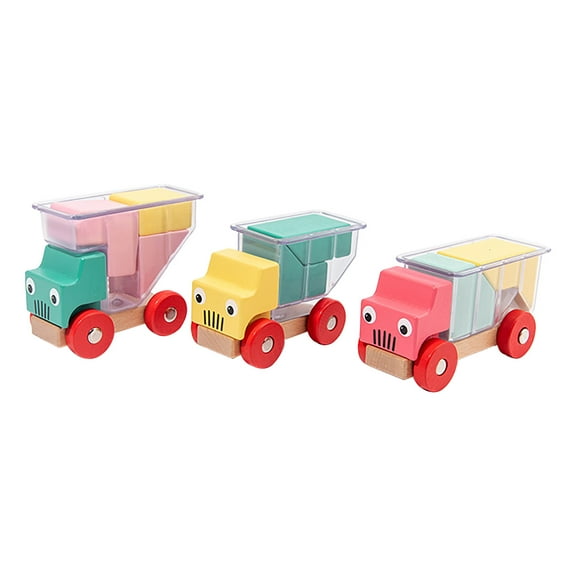RUIG Wooden Block Trapezium Truck Construction Vehicle Educational Truck Toy For Home Learning Kindergarten Motor Skills Imagination Development Puzzles Toys Set