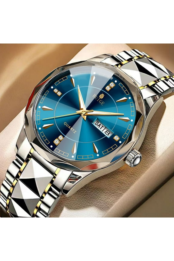 Men's Quartz Watch Night Glow Trend Men's Famous Watch Original Stainless Steel Strap Night Glow Waterproof Watch