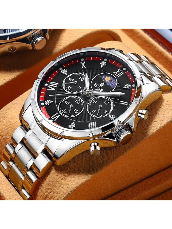 Men's Watch Genuine Leather Strap Multifunctional Famous Watch Waterproof Night Glow Trend Quartz Watch