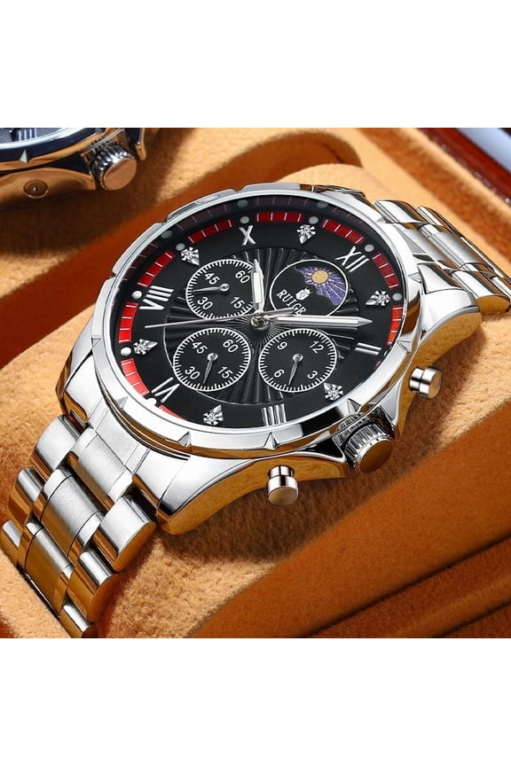 Men's Watch Genuine Leather Strap Multifunctional Famous Watch Waterproof Night Glow Trend Quartz Watch