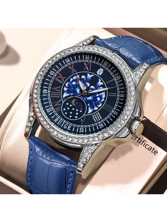 Simple Men's Quartz Watch Blue Dial Men's Night Light Waterproof Fashion Trend Watch