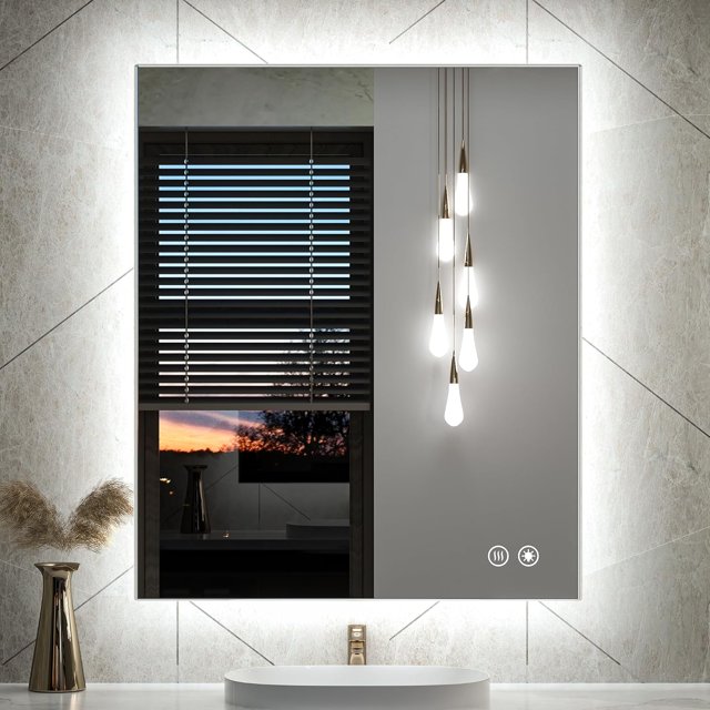 RUIHE 30 x 36 Inch LED Backlit Mirror Bathroom, Anti Fog Dimmable