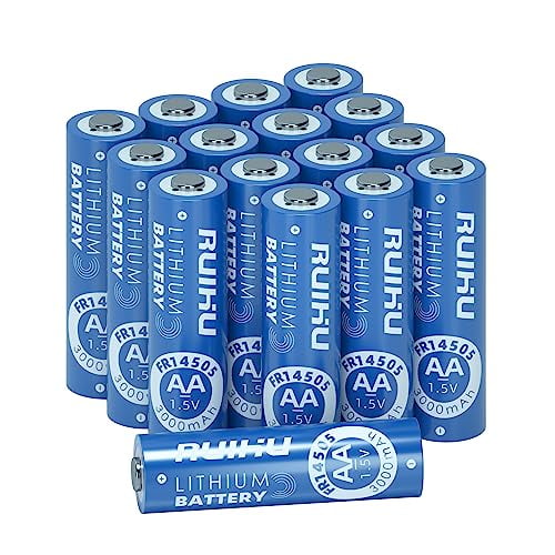 RUIHU AA Batteries 16 Pack Lithium Iron Double A Batteries 1.5V 3000mAh