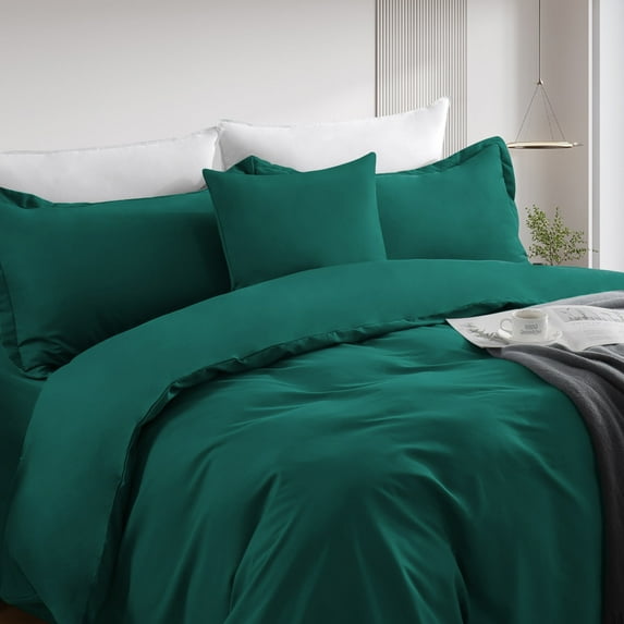RUIKASI 2-Piece Soft Brushed Duvet Cover Set Dark Green Twin - 1 Duvet Cover 68x90 inches with Zipper Closure and 1 Pillow Sham