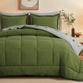 thumbnail image 1 of RUIKASI 7 Pieces Olive Green/Light Grey Queen Bed Comforter Set with Sheets - Bed in a Bag with Comforter and All Season Sheets, Pillowcases, 1 of 8