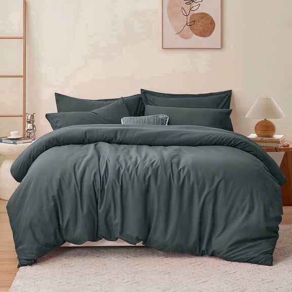 RUIKASI Bedding Duvet Cover Twin Size - 1 Comforter Cover 68X90 Inches & 1 Pillow Sham 20X26 Inches (Grey) Comforter Not Included