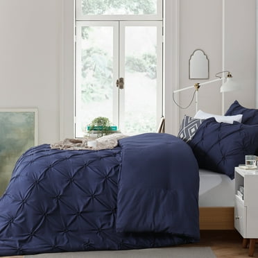 RUIKASI Blue Twin Comforter Set - Soft and Fluffy Bedding 2 Pieces Set, Pintuck Blue Bedding Sets Twin Size, Bed Set with Comforter, Pillowcase