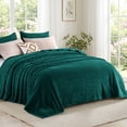 thumbnail image 1 of Aisbo Brushed Flannel Fleece Blanket Throw, Soft Warm Lightweight Bedding For Couch Camping Travel, Anti-Static Cozy, Dark Green, 50x60 Inches, 1 of 11