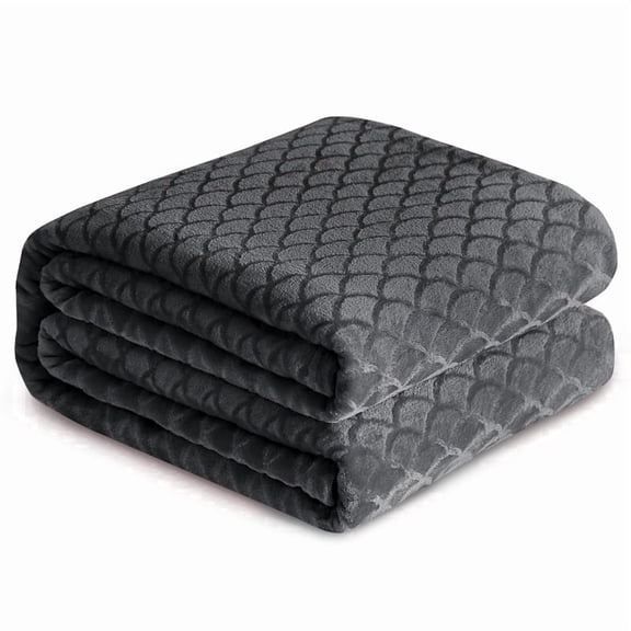 Aisbo Grey Fleece Throw Blanket for Twin Beds, 60 x 80 Inches, Soft Plush Material
