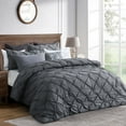 thumbnail image 1 of RUIKASI Dark Gray King Comforter Set - Soft and Fluffy Bedding 3 Pieces Set, Pintuck Dark Gray Bedding Sets King Size, Bed Set with Comforter, Pillowcases, 1 of 9