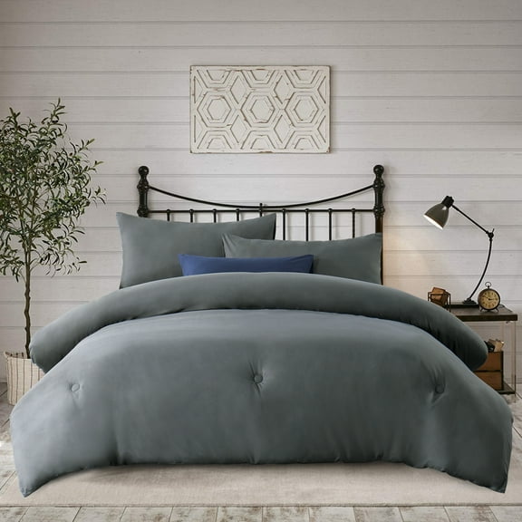 RUIKASI Dark Gray Twin Comforter Set - Soft and Fluffy Bedding 2 Pieces Set, Microfiber Dark Gray Bedding Sets Twin Size, Bed Set with Comforter, Pillow Shams