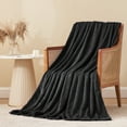 thumbnail image 1 of RUIKASI Fleece Black Blanket Throw - Fluffy Throw Size Blanket for Sofa, Small Warm Travel Blanket Sofa, Office, 50x60 Inches, 1 of 9